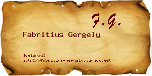 Fabritius Gergely névjegykártya